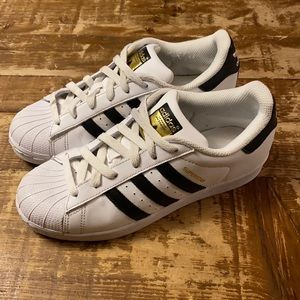 Adidas Womens Superstar C77153 White Low Top Lace Up Classic Sneakers Shoes 6.5M